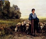 Julien Dupre Shepherdess With Her Flock
